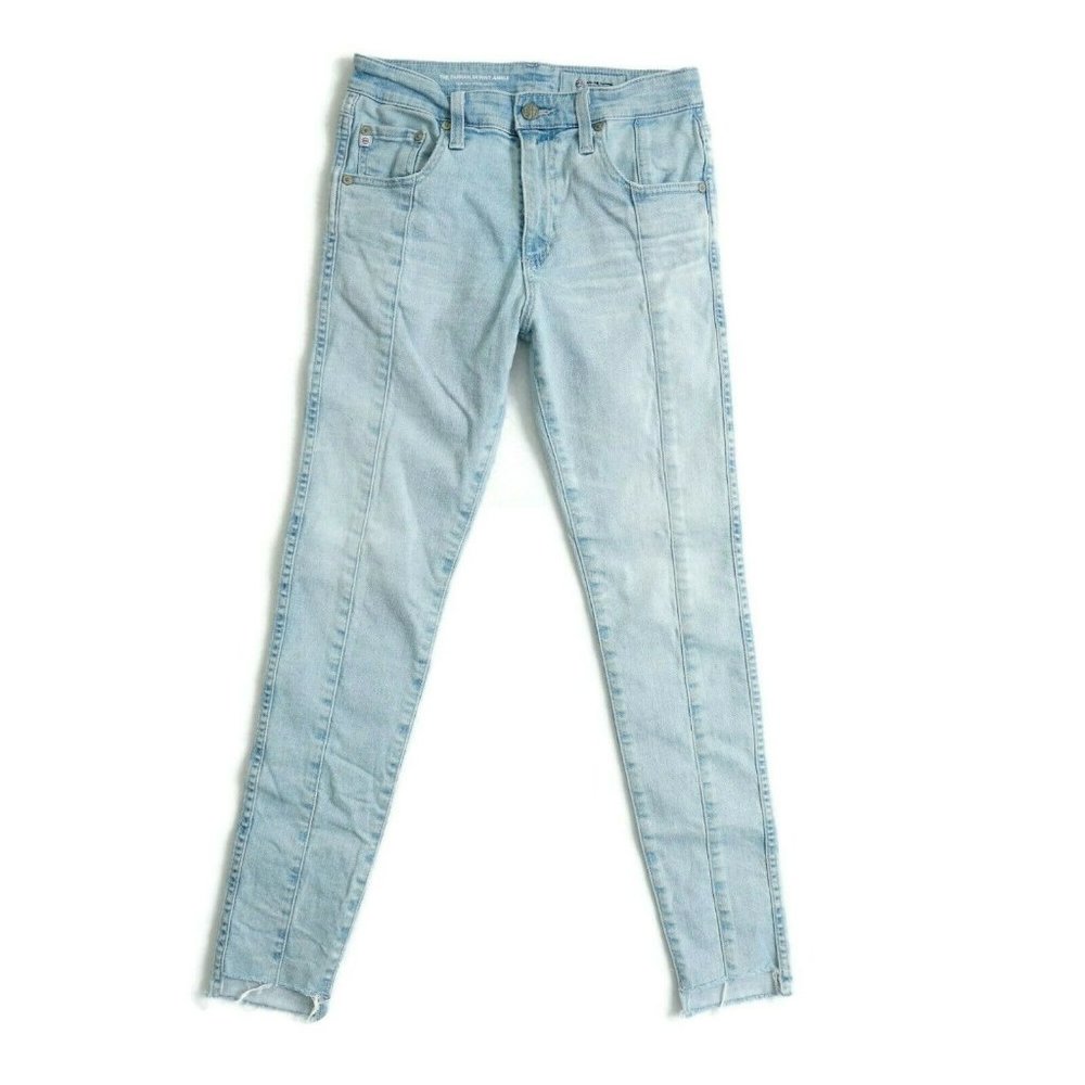 AG Adriano Goldschmied Womens Jeans Farrah High Rise Skinny Ankle Raw Hem 25 26
